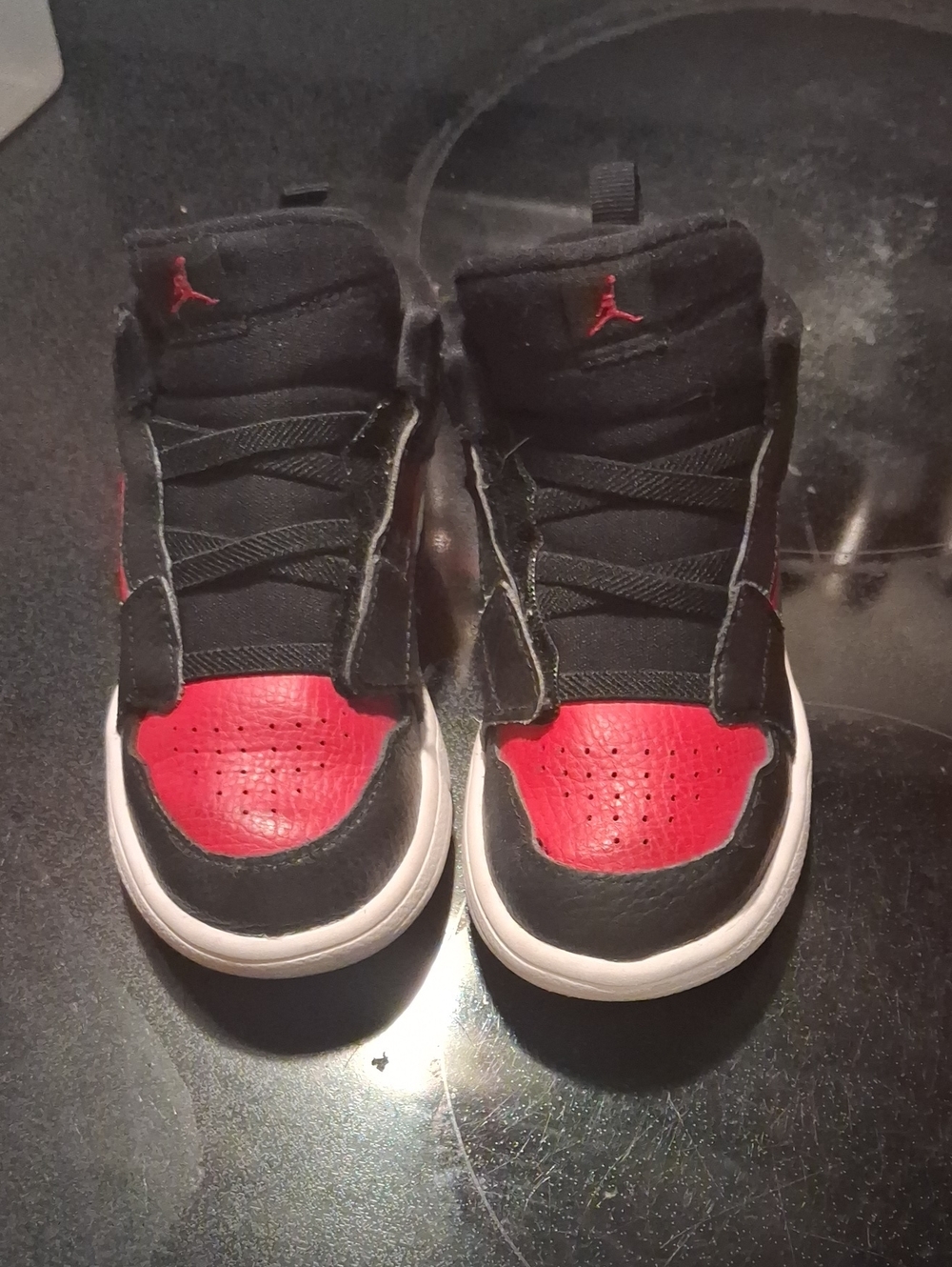 Jordan Kids Black and Red High-Top Sneakers